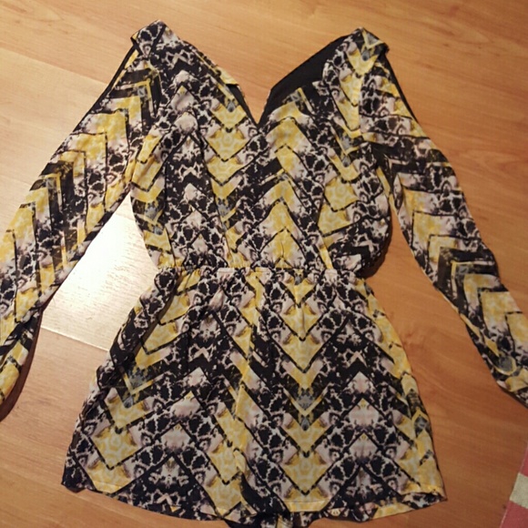 Yellow and black romper