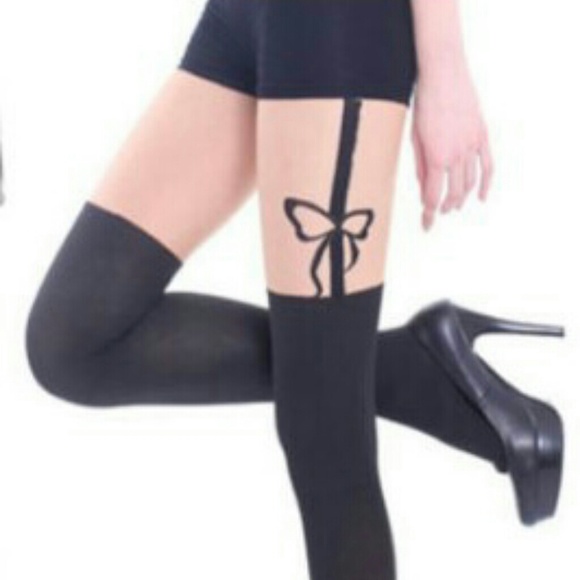 bow mock stockings