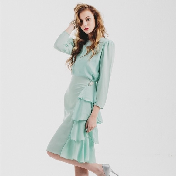 Vintage Dresses & Skirts - ❌sold Vintage pastel mint green dress gatsby