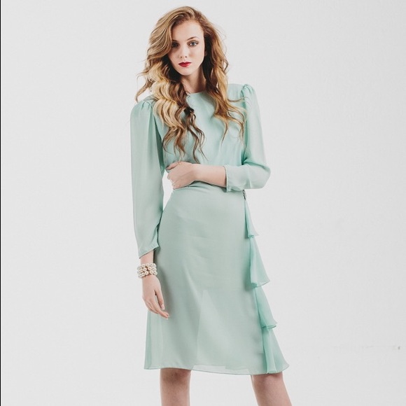 ❌sold Vintage pastel mint green dress gatsby - Picture 2 of 4