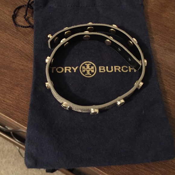 Tory Burch double wrap logo stud bracelet