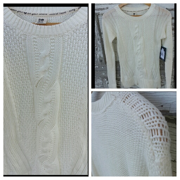 Roxy Cream Cable knit sweater XS -NWT - Picture 4 of 4