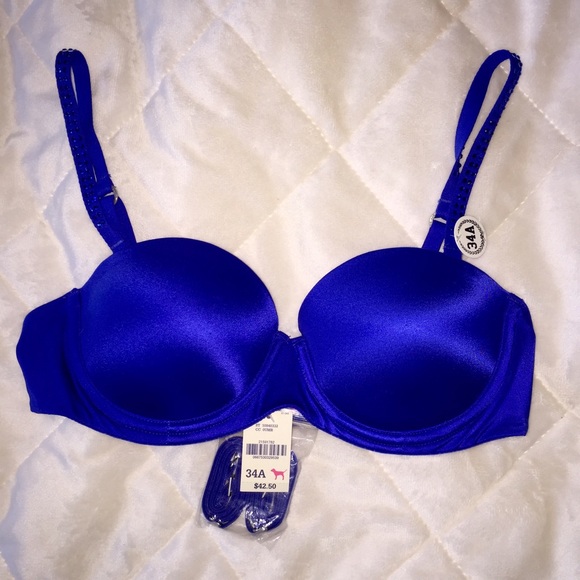 Pink 34A Blue Push-Up Bra - Picture 1 of 4