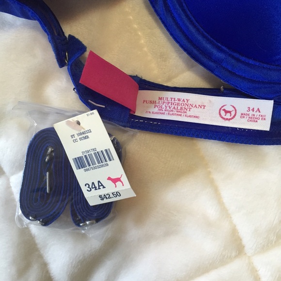 Pink 34A Blue Push-Up Bra - Picture 4 of 4