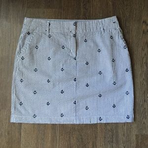 British khaki seersucker anchor skirt