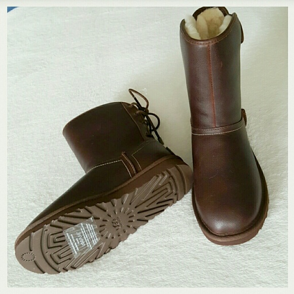 (NEW) UGG Chestnut leather 2 boots - Picture 3 of 4