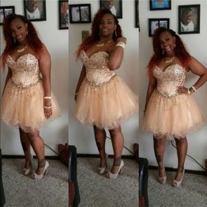 Champagne prom dress.