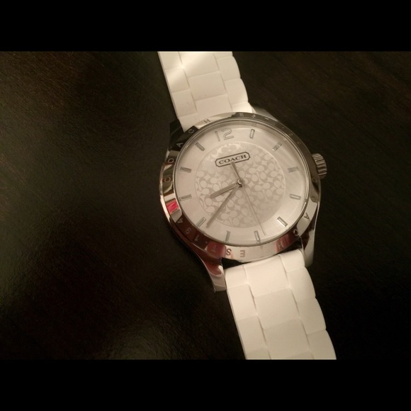 Women's white coach watch with rubber band