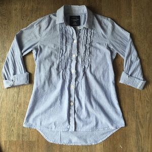 American Eagle Ruffle Bib Button Down