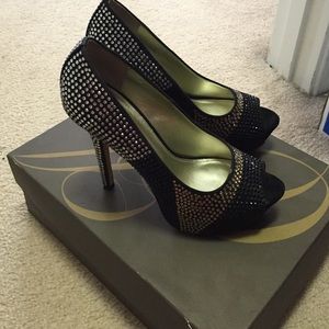 Black silver and gold dazzled shoes