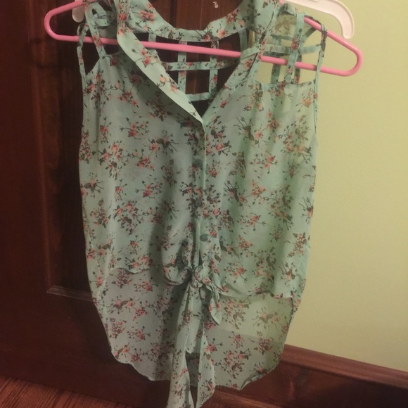 Green flower tank top