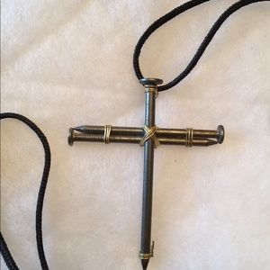 Nail and Copper wire CROSS necklace