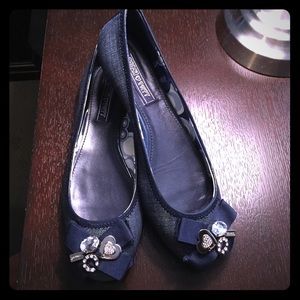 Coach Caper Denim Ballet Flats w/ Bling Charms