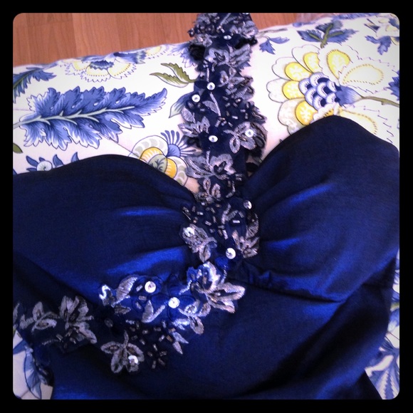 Midnight blue Cache evening dress - Picture 1 of 4