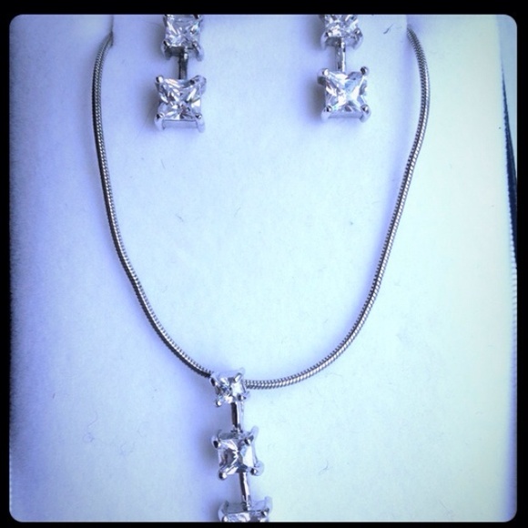 Sterling silver cubic zirconia set.