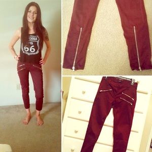 7 for all mankind- red jeans with zipper detail