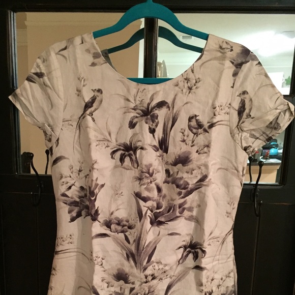 LOFT gray floral dress. Size 2