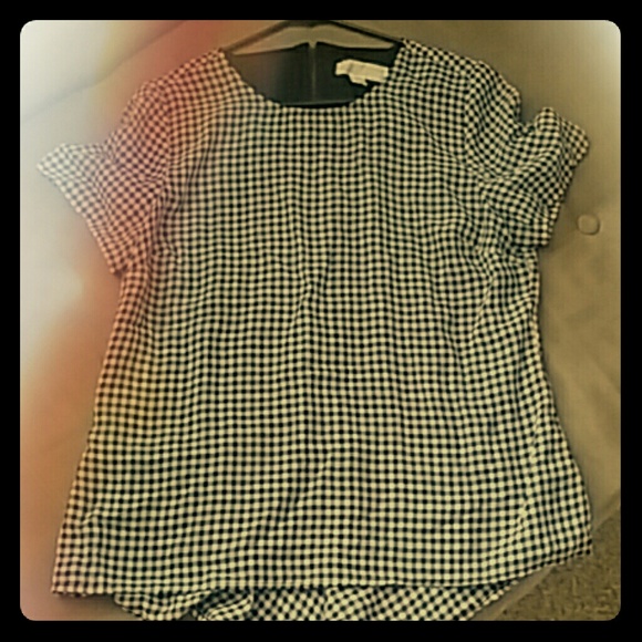 Michael Kors high-low black and white peplum shirt