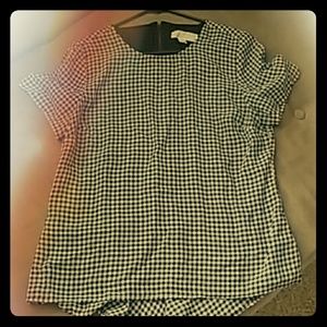 Michael Kors high-low black and white peplum shirt