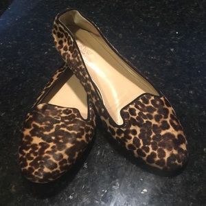 J Crew Calf Hair Leopard Loafers