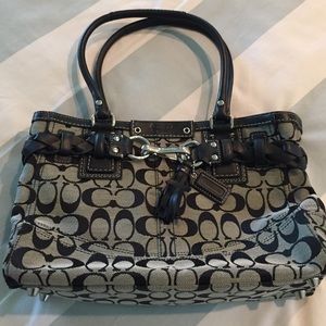 Black and gray coach bag