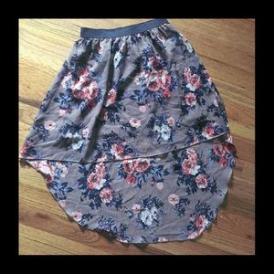 Flowered high low skirt