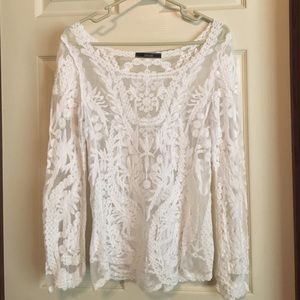 White Lace Long Sleeve Shirt