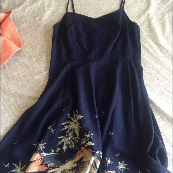 Navy Blue dress w/ beach design at the bottom