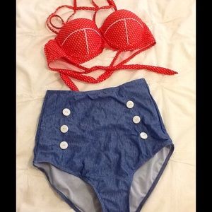 Brand new high waisted bottom push up top swimsuit
