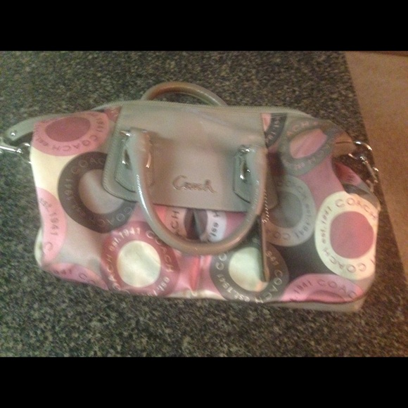 Authentic Pink and grey Coach purse