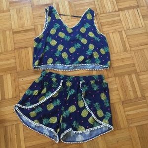 Two piece pineapple tank/short