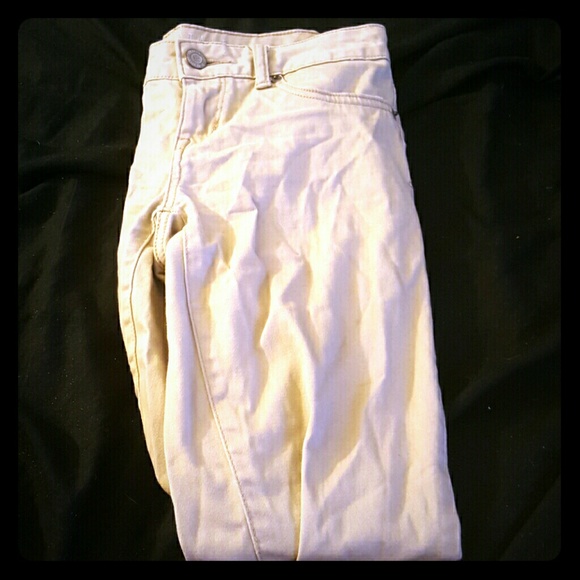 Khaki skinny leg pants