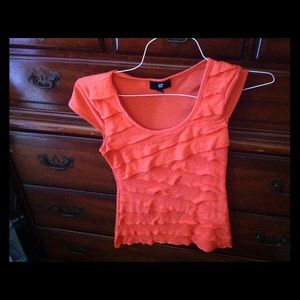 Coral ruffle shirt