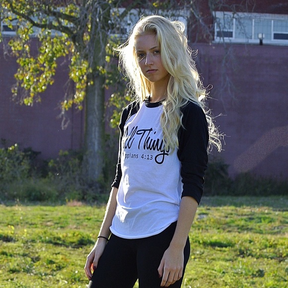 "All things" Philippians 4:13 Baseball Tee - Picture 2 of 3