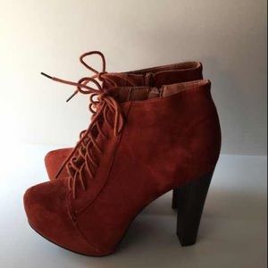 Burnt Orange Suede Booties