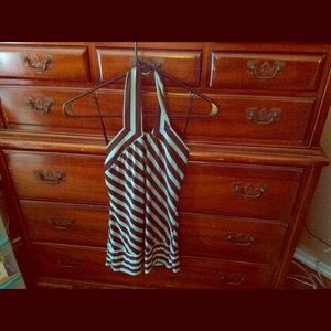 Teal and brown silk halter