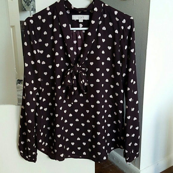 Express brown and white heart blouse
