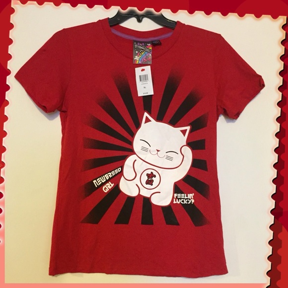 Cute Lucky Kitty Newbreed Girl T-Shirt
