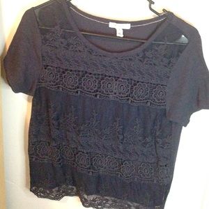 Aeropostale navy blue lace T-shirt