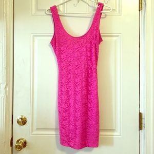 Hot Pink Lace Bodycon Dress
