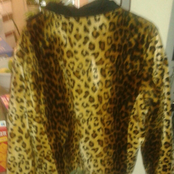 Reversible leopard faux fur windbreaker jacket - Picture 2 of 4