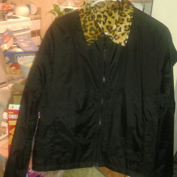 Reversible leopard faux fur windbreaker jacket - Picture 3 of 4
