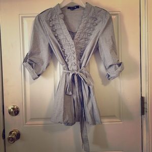 Gray and white Pinstripe Top