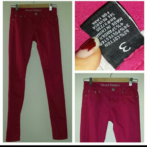 Bright red skinny jeans