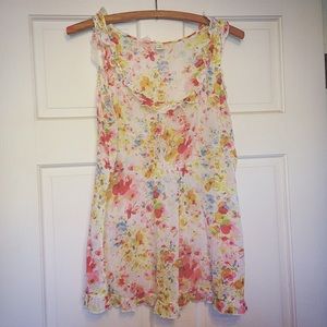 Feminine Floral Ruffle Tank