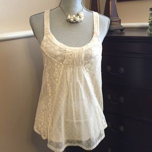 Cream colored lacy tank