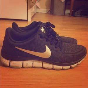 Black cheetah Nike Free Runs