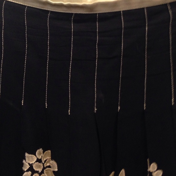 Anthropologie Black Sheer Skirt with Appliqué - Picture 3 of 4