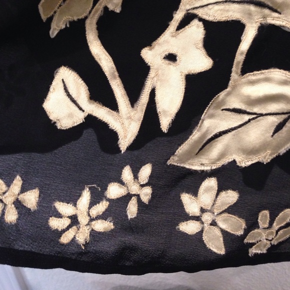 Anthropologie Black Sheer Skirt with Appliqué - Picture 4 of 4