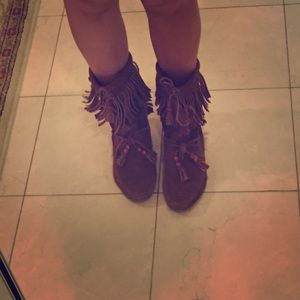 Brown Fringe Boots